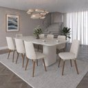 Ver imagem 1 de Conjunto de Jantar Mesa Lintz Off White 8 Cadeiras Dakota - Linho Off White - Linked 02