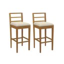 Ver imagem 1 de Kit 2 Banquetas Sala Jantar Sofia 1bmm006ca Premium Madeira Maciça 2 Un Carvalho/linho Bege Argila