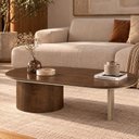 Ver imagem 1 de Mesa de Centro Oval Aurora 137cm Castanho/Champanhe