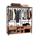 Ver imagem 3 de Guarda-Roupa Closet para Casal de Ferro 2 Gavetas 8 Prateleiras Barcelona Preto/Demolição Marrom