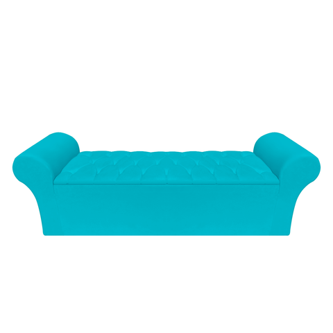 Recamier Baú Calçadeira Chaise Quarto King 195cm Madrid:suede Azul Tiffany