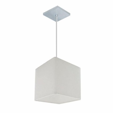 Lustre Pendente Quadrado Vivare Md-4224 Cúpula em Tecido 16/16x16cm - Bivolt Branco 127/220v