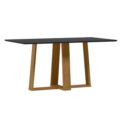 Mesa de Jantar Rubi 160x90 Cm com Vidro Ype Damasco Preto – New Ceval