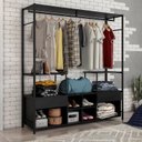 Ver imagem 1 de Guarda-roupa Closet para Casal de Ferro Barcelona Artefamol Preto/Preto Fosco