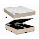Ver imagem 1 de Cama Box Bau Casal Bipartido Bege Colchão Tecnopedic Revolution New One Face 138x188 - Castor