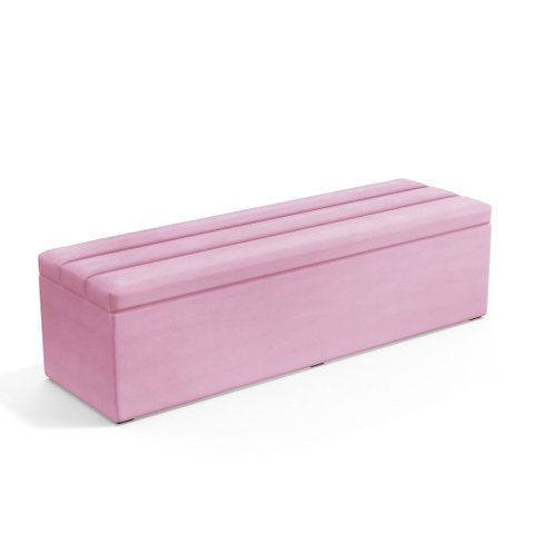 Calçadeira Baú Ursa 140 para Cama de Casal Z-021 Sued Rosa Bebê Aradecor