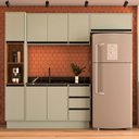 Ver imagem 1 de Cozinha Completa Koya 8 Portas 3 Gavetas Verde Oliva - Politorno