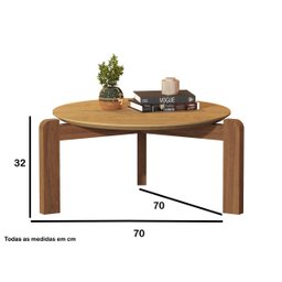 Mesa de Centro Sala de Estar Decoração Pés Madeira Áustria Canela - 5