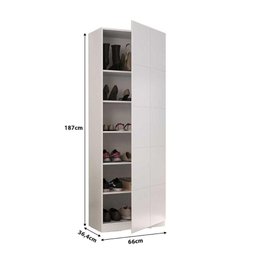 Sapateira Armário Multiuso 187cm Vertical 1 Porta 100% Mdf Cor:branco - 3