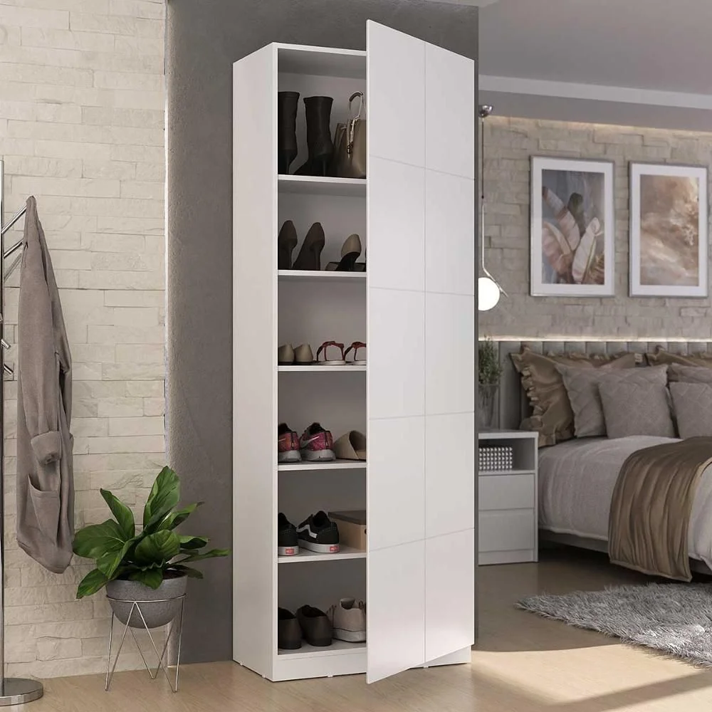 Sapateira Armário Multiuso 187cm Vertical 1 Porta 100% Mdf Cor