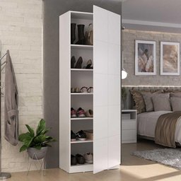 Sapateira Armário Multiuso 187cm Vertical 1 Porta 100% Mdf Cor:branco - 1