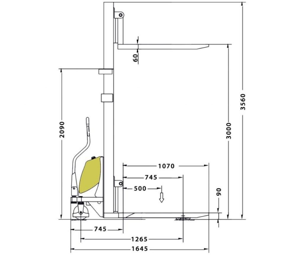 Empilhadeira Semielétrica Mes 1.5 Ton X 3000 V2 Menegotti - 2