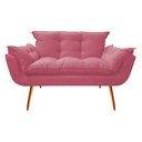Ver imagem 2 de Namoradeira Decorativa Opala Suede Rosa 2 Lugares Pés Madeira Ms Decor