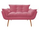 Ver imagem 2 de Namoradeira Decorativa Opala Suede Rosa 2 Lugares Pés Madeira Ms Decor