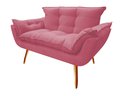 Ver imagem 1 de Namoradeira Decorativa Opala Suede Rosa 2 Lugares Pés Madeira Ms Decor