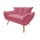 Ver imagem 1 de Namoradeira Decorativa Opala Suede Rosa 2 Lugares Pés Madeira Ms Decor