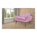 Ver imagem 3 de Namoradeira Decorativa Opala Suede Rosa 2 Lugares Pés Madeira Ms Decor