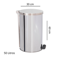 Lixeira em Aço Inox 50l Pedal Redonda - 3