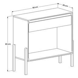 Aparador Sala Libano com 1 Gaveta e Pés de Madeira Maciça Off White/Nature - 4