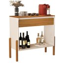 Ver imagem 2 de Aparador Sala Libano com 1 Gaveta e Pés de Madeira Maciça Off White/Nature