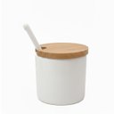 Ver imagem 1 de Porta Condimentos Cerâmica e Bambu Moderno 300ml - Luxo:branco