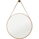 Ver imagem 1 de Espelho Adnet Redondo 60 Cm Alça De Couro + Suporte + Bucha - Caramelo