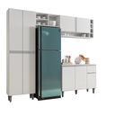 Ver imagem 1 de Armário de Cozinha Florença Branco 5 Portas e Nichos Moderno:Branco
