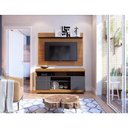 Ver imagem 5 de Rack com Painel Maia para TV 55" 136cm MDP com Nichos Noce Milano e Preto Fosco Colibri Móveis