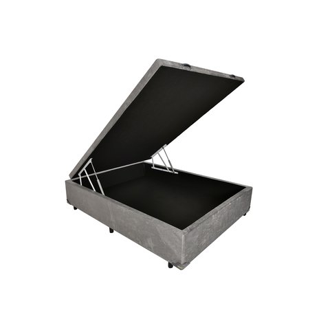 Cama Box Baú Suede Cinza Viúva 120x188x42