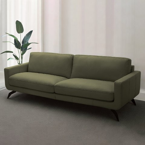 Sofá Decorativo Thalia 3 Lugares Sala de Estar 240cm Pés em Aço Couro Fendi G88 - Gran Belo