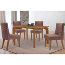 Ver imagem 1 de Conjunto: Mesa Sala Jantar Londrina Curvo 120cm + 4 Cadeiras Dafne Naturale - Linho Capuccino Rufato
