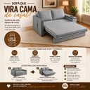Ver imagem 5 de Sofá Cama Casal Oslo 2 Lugares 1,59m Linho Porta Copos Baú - Cinza | Courino