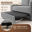 Ver mais imagens de Sofá Cama Casal Oslo 2 Lugares 1,59m Linho Porta Copos Baú - Cinza | Courino