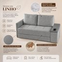 Ver imagem 7 de Sofá Cama Casal Oslo 2 Lugares 1,59m Linho Porta Copos Baú - Cinza | Courino