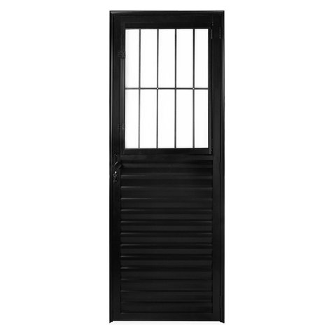 Porta de Alumínio Preto de Entrada Social CMC Modular - Lado Esquerdo - 2.10 (A) x 0.90 (L)