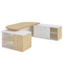 Ver imagem 2 de Mesa para Escritório Diretor Grande 2 Portas 4 Gavetas Carvalho/Branco