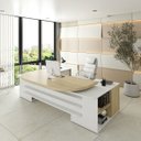 Ver imagem 7 de Mesa para Escritório Diretor Grande 2 Portas 4 Gavetas Carvalho/Branco