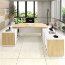 Ver mais imagens de Mesa para Escritório Diretor Grande 2 Portas 4 Gavetas Carvalho/Branco