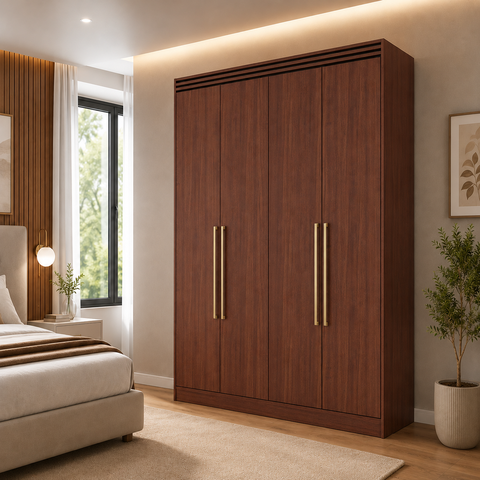 Guarda-Roupa Casal Zoe 4 Portas de Abrir 2 Gavetas 100 MDF Pm Home