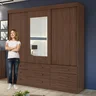 Guarda-Roupa Casal com Espelho 3 Portas de Correr 9 Gavetas Hércules - 9