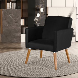 Poltrona Cristal Suede Escritórios e Recepção Pés em Madeira:preto Suede