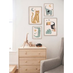 Kit 4 Quadros Decorativos Infantil Animais Safari No1 - 1