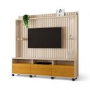 Ver imagem 2 de Home Theater Absoluto Ripado para TV até 60 190cm MDF-MDP LED Off White e Naturalle Carmolar Mó