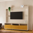 Ver imagem 1 de Home Theater Absoluto Ripado para TV até 60 190cm MDF-MDP LED Off White e Naturalle Carmolar Mó