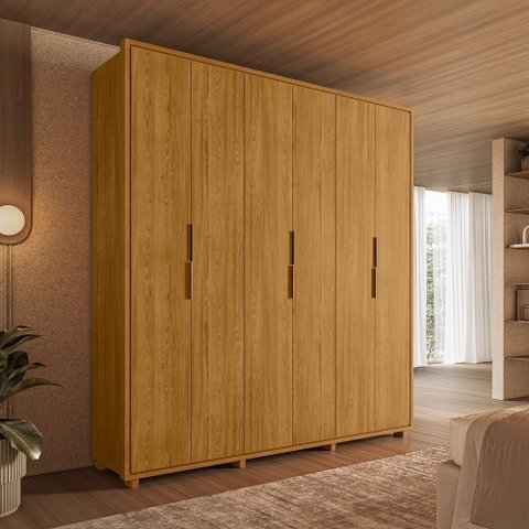 Guarda Roupa Matisse 210cm em Mdf 100% com Cabideiro Extensivel - Cumaru Madetec