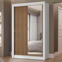 Ver imagem 1 de Guarda-roupa Solteiro 2 Portas de Correr com Espelho 2 Gavetas Branco/rustic Vivare Madesa Branco/