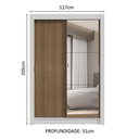 Ver imagem 6 de Guarda-roupa Solteiro 2 Portas de Correr com Espelho 2 Gavetas Branco/rustic Vivare Madesa Branco/