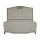 Ver imagem 1 de Cabeceira mais Calçadeira Casal King 195cm Para Cama Box Greta Suede Bege - DS Estofados