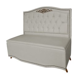Cabeceira mais Calçadeira Casal King 195cm Para Cama Box Greta Suede Bege - DS Estofados - 2