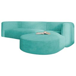 Sofá Modular Celinne Luxuoso Sala de Estar Decoração Luxo 265cm Suede Azul Tiffany - 6 Sofá Modular Celinne Luxuoso Sala de Estar Decoração Luxo 265cm Suede Azul Tiffany - 6